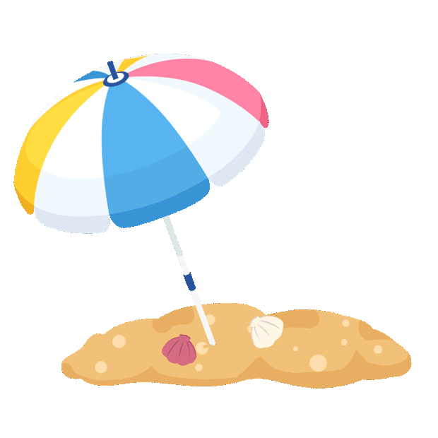 夏天旅游假日海边度假沙滩伞卡通gif图素材