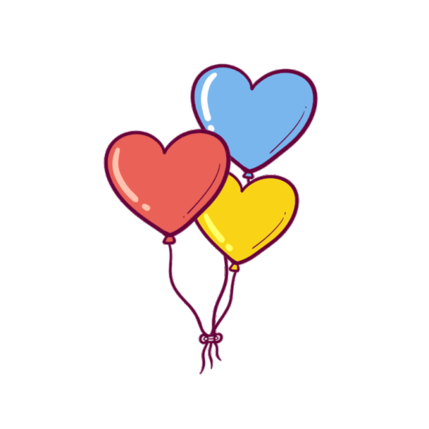 爱心气球飘动手绘卡通红黄蓝气氛节日gif图素材