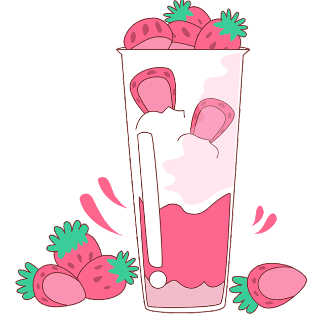 甜点下午茶草莓奶茶饮料饮品卡通粉色gif图素材