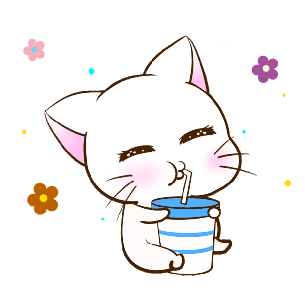 抱着奶茶喝享受的小猫咪表情包gif图素材