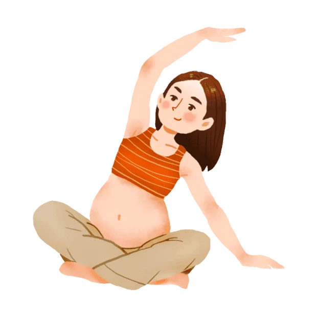 锻炼身体瑜伽怀孕妈妈做孕妇操卡通gif图素材