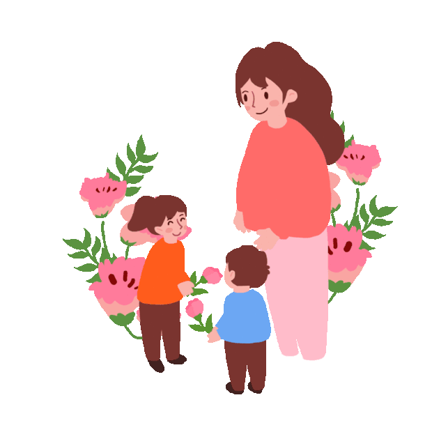 母亲节母爱母亲孩子送花鲜花手绘gif图素材