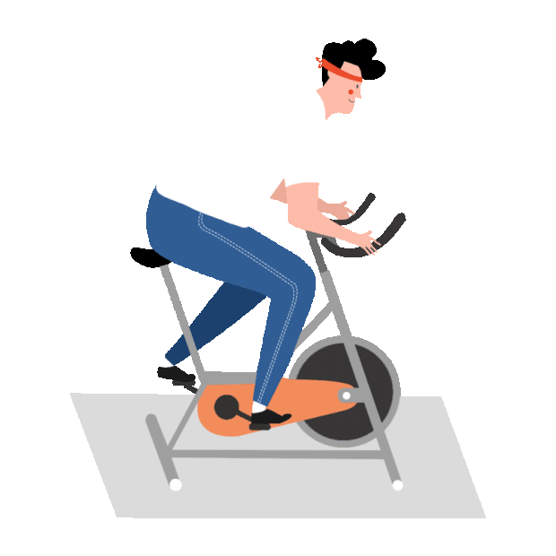 体育运动锻炼健身动感单车室内自行车男性扁平gif图素材