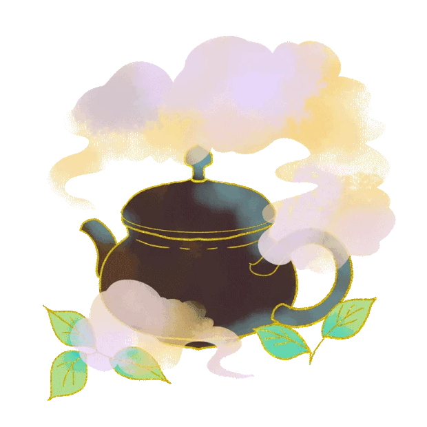 茶壶茶烟雾烟中国风彩色gif图素材