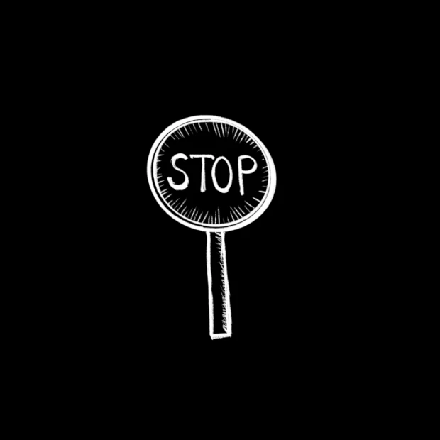 手绘白色线条stop禁止停车图标标志gif图素材