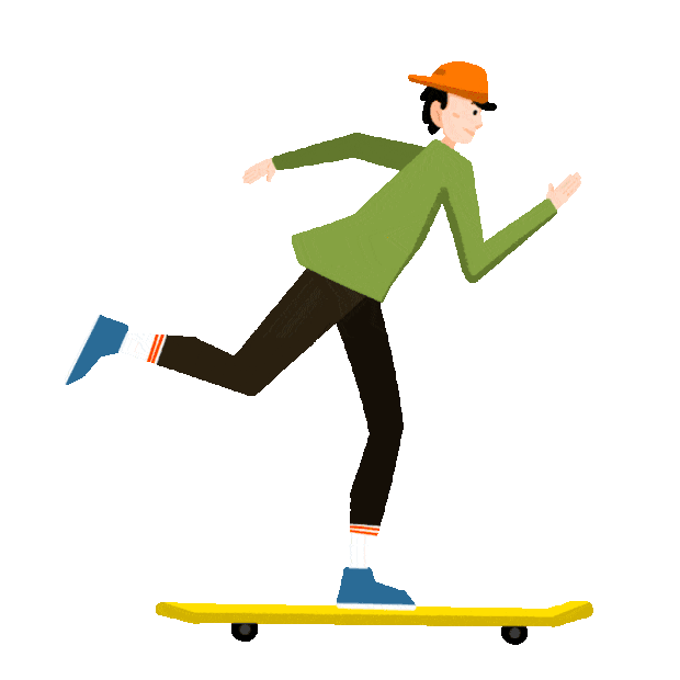 户外运动年轻男孩滑滑板卡通gif图素材