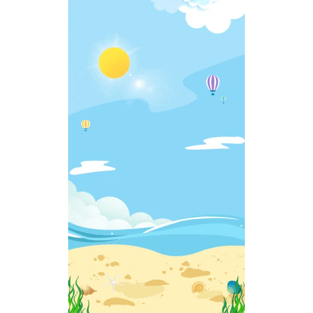 夏天沙滩海滩大海旅游度假蓝天白云竖版视频背景海报gif图素材
