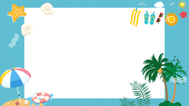 夏天蓝色简约海滩度假旅行视频背景边框gif图素材