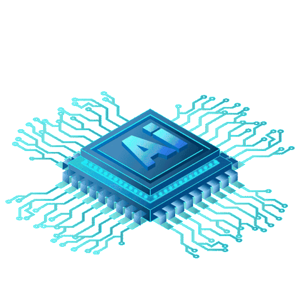 科技AI人工智能计算机大脑芯片2.5D立体蓝色gif图素材