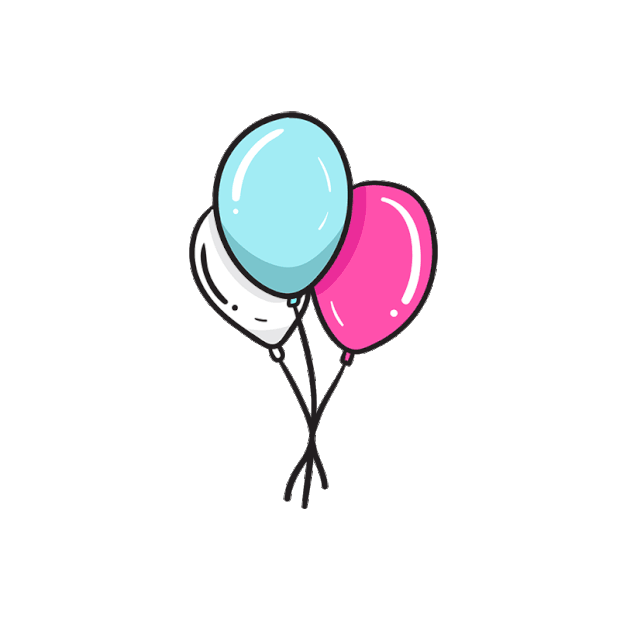 彩色生日派对气球手绘卡通彩色gif图素材