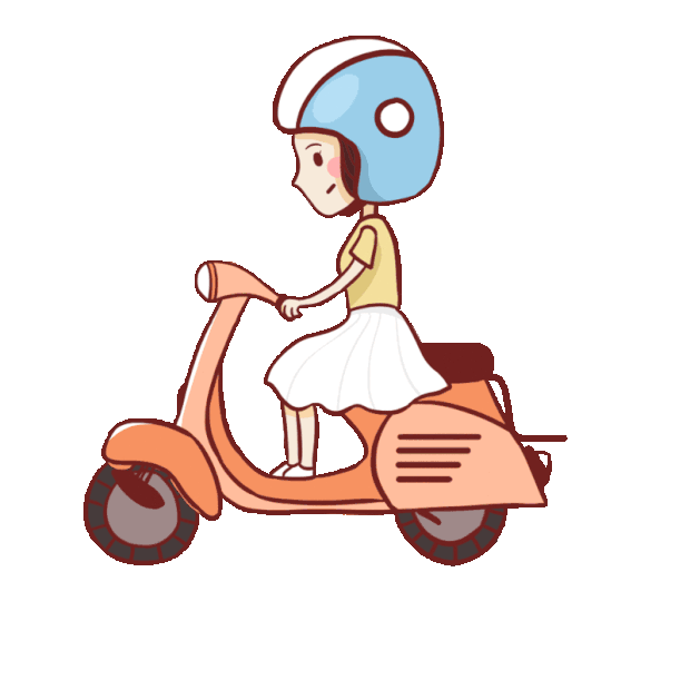 一盔一带安全出行佩戴头盔骑摩托车女孩卡通gif图素材