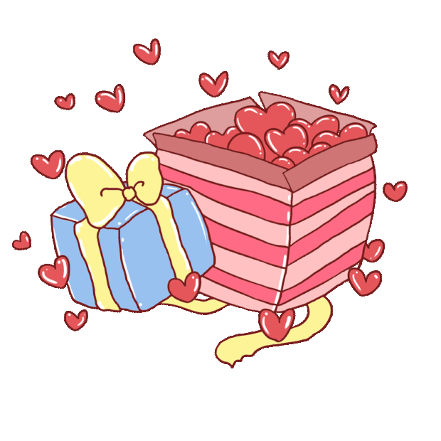 情人节520爱心丝带礼物礼盒浪漫卡通简约粉色gif图素材
