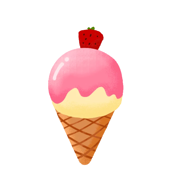 餐饮美食甜品草莓味冰淇淋冰激凌融化冷饮粉色gif图素材