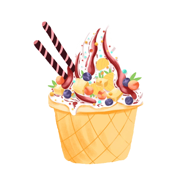 餐饮美食甜点冷饮碗装奶油巧克力蓝莓冰淇淋可爱gif图素材