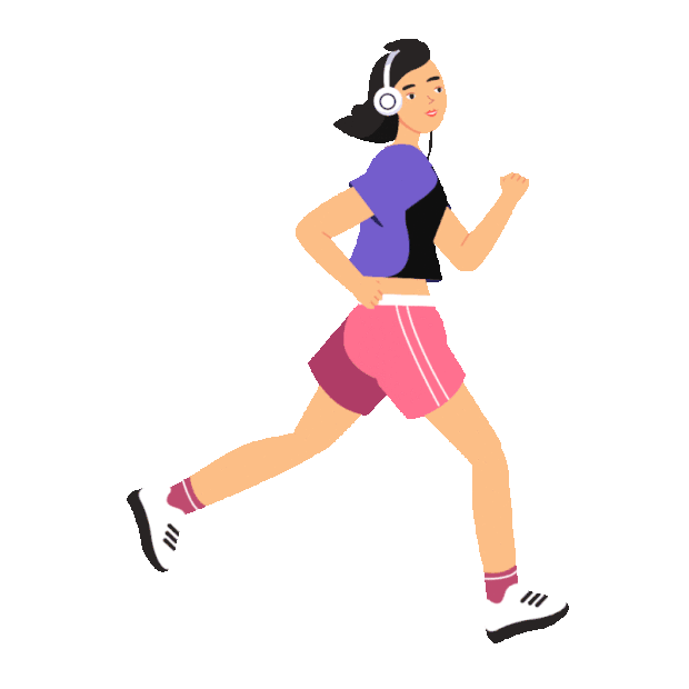 运动跑步健身锻炼女性慢跑快走健康扁平gif图素材