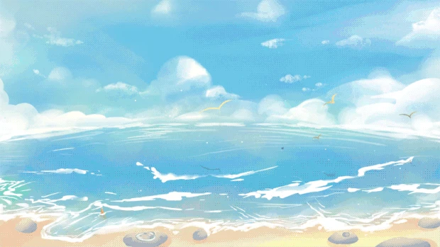 夏天沙滩海滩旅游度假蓝天白云唯美治愈视频背景蓝色gif图素材