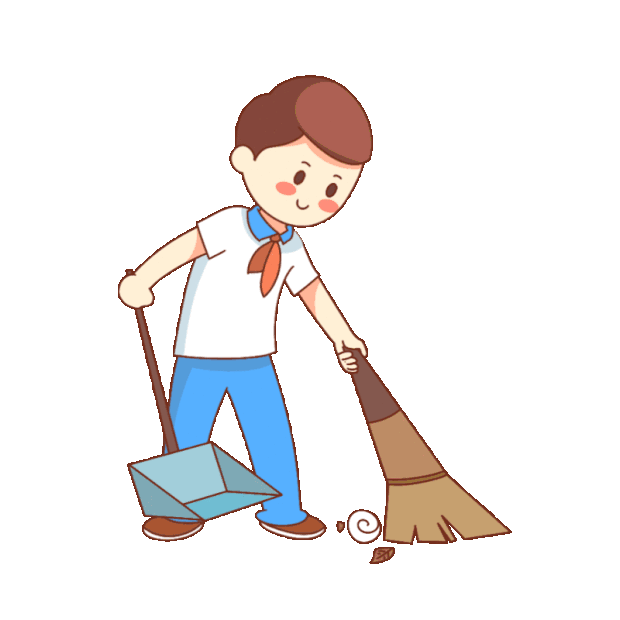 五一劳动节51男孩扫地打扫清洁卫生值日gif图素材