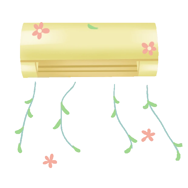夏天家用电器粉色小花空调冷气藤蔓gif图素材