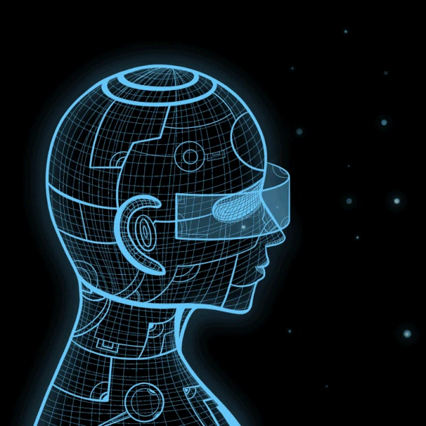 高科技人物未来技术VR眼镜人工智能科技蓝色gif图素材