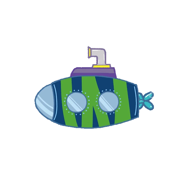 水下交通工具海底世界潜水艇卡通绿色gif图素材