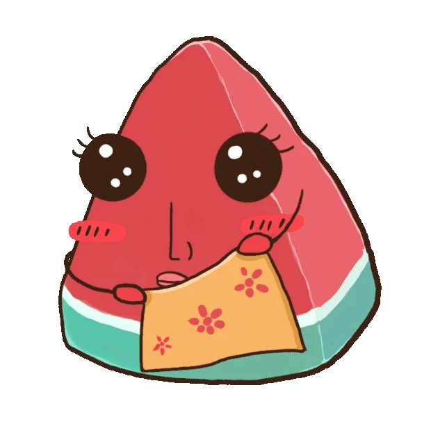 夏天西瓜娇羞害羞柔弱含情脉脉少女表情包动图gif