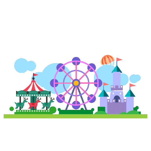 儿童节六一游乐园摩天轮旋转木马热气球城堡游乐场儿童乐园gif图素材