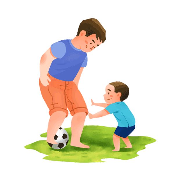 父亲节亲子父子爸爸和孩子踢足球温馨户外活动gif图素材