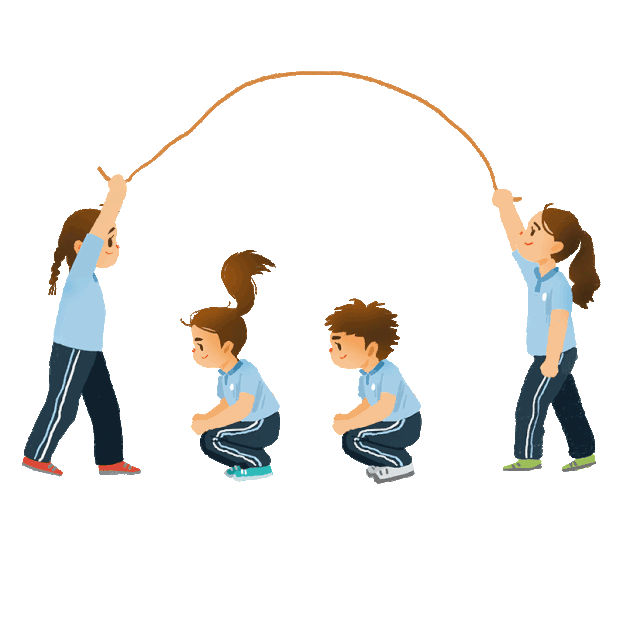 运动跳长绳学生儿童体育集体活动户外玩耍跳绳gif图素材