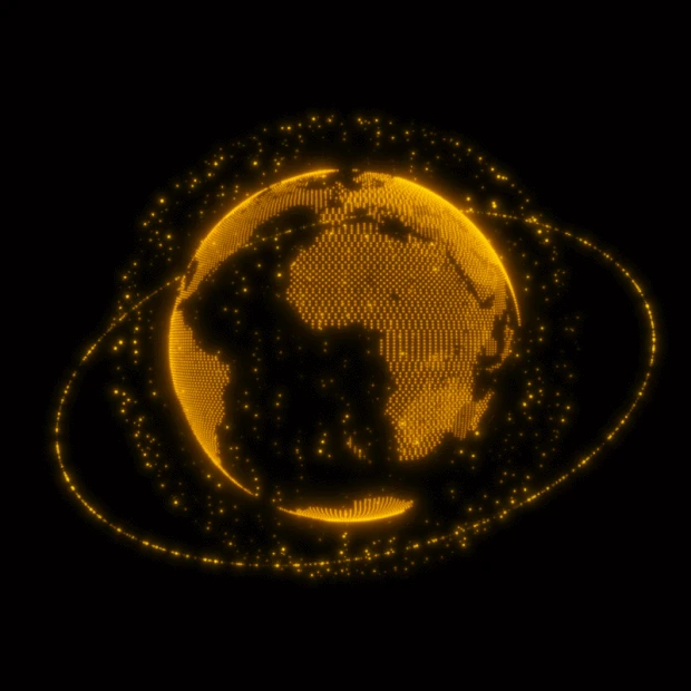 科技商务大气黑金地球粒子光线gif图素材
