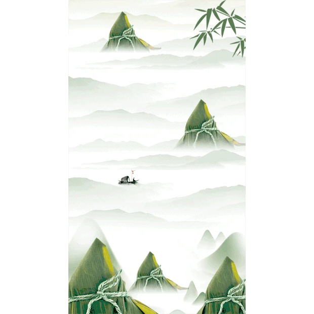 端午节端午山水中国风粽子竖版视频背景海报gif图素材
