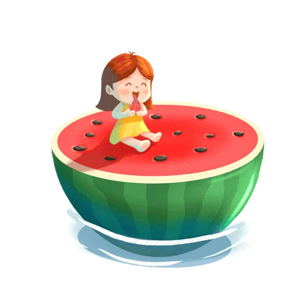 夏天炎热女孩吃西瓜gif图素材