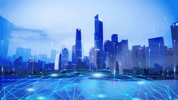 商务科技城市智能未来科技感蓝色光线视频背景gif图素材
