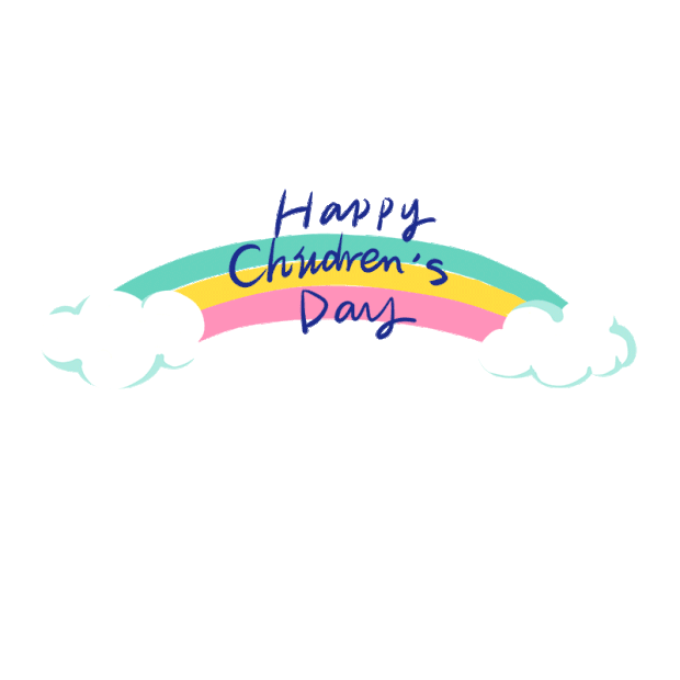 61六一儿童节卡通童趣可爱彩虹云朵标题框gif图素材  