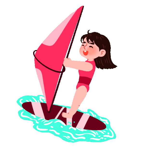 夏天冲浪玩水帆船海边女孩gif图素材