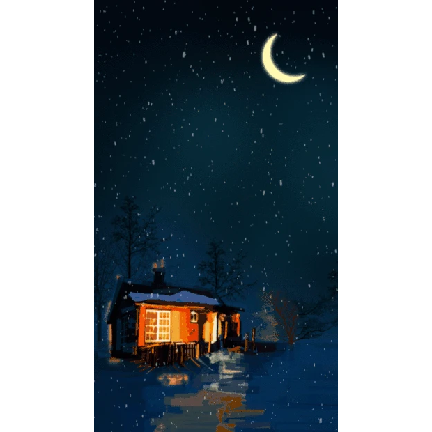 夜晚星空月亮木屋竖版视频背景海报gif图素材