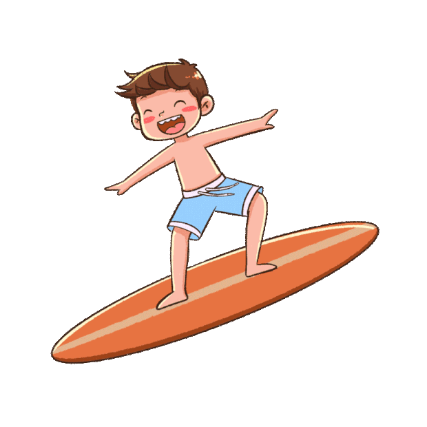 夏天水上海边运动冲浪男孩gif图素材