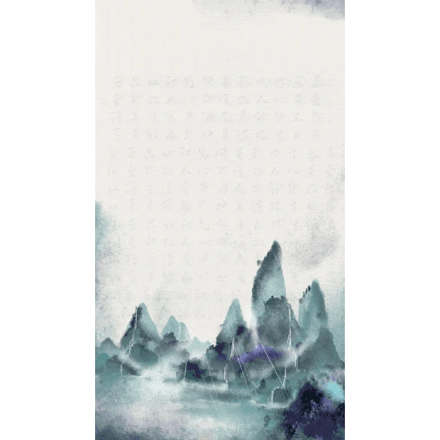 中国风水墨山水蓝色古风竖版视频背景海报gif图素材