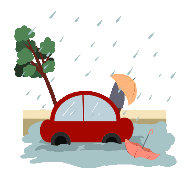 暴雨中的行人汽车雨水下雨风雨刮风gif图素材