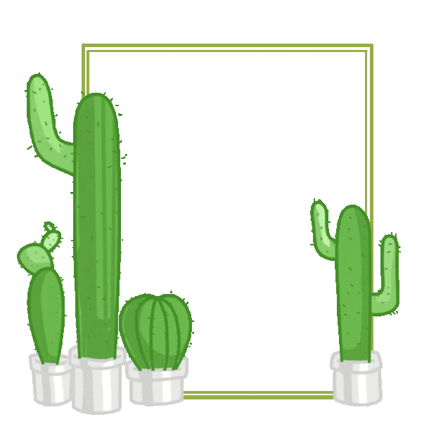 仙人掌盆栽边框文本框可爱清新绿色植物gif图素材