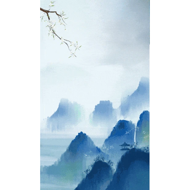 水墨古风山水飞鸟素材中国风竖版视频背景海报H5gif图素材
