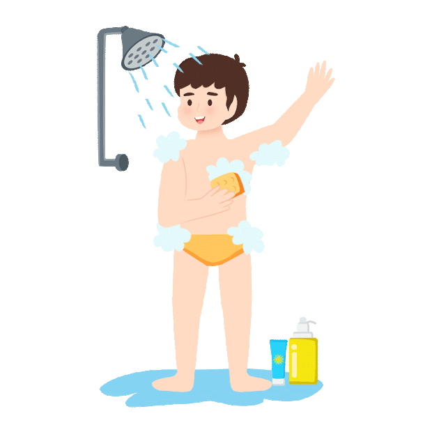 洗澡冲凉男孩淋浴个人卫生清洁gif图素材
