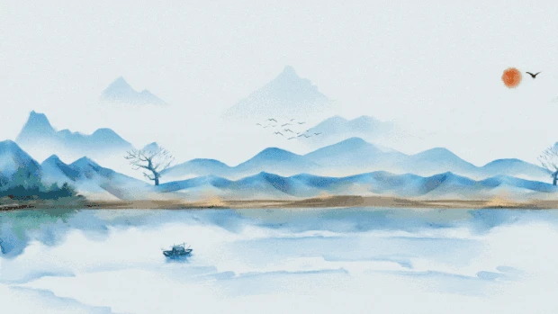 古风山水蓝色中国风视频背景gif图素材