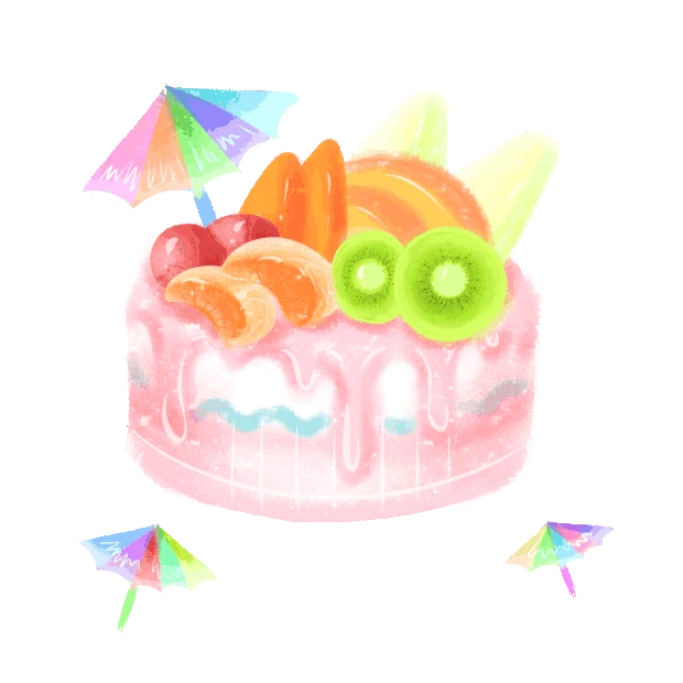 夏天甜品水果蛋糕美食贴纸gif图素材