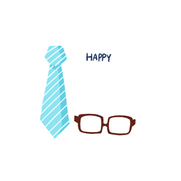 父亲节卡通蓝色领带眼镜装饰贴纸gif图素材