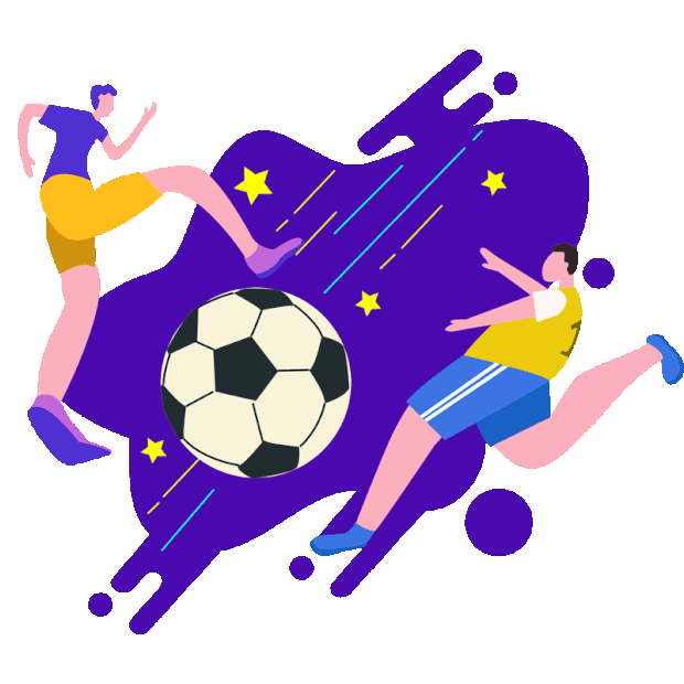 欧洲杯足球赛事比赛体育运动夸张造型踢足球男孩运动员扁平gif图素材