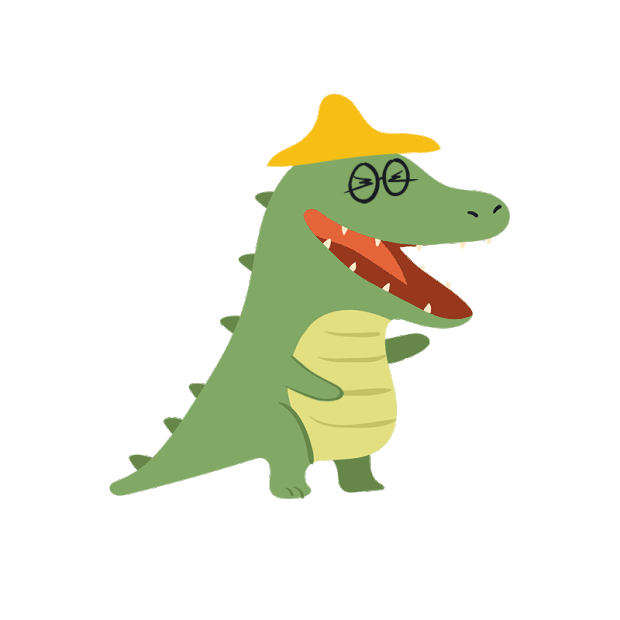 卡通拟人动物鳄鱼捧腹大笑贴纸gif图素材
