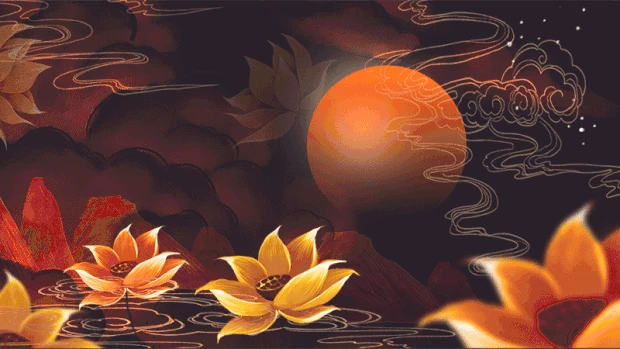 敦煌莲花壁画传统中国风视频背景gif图素材