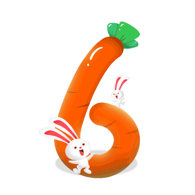 数字6兔子可爱动物胡萝卜标题gif图素材