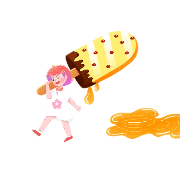 连衣裙小女孩扛着冰淇淋滴落美食gif图素材