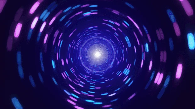 酷炫时尚潮流时空蓝紫色梦幻隧道闪烁穿梭视频背景gif图素材  